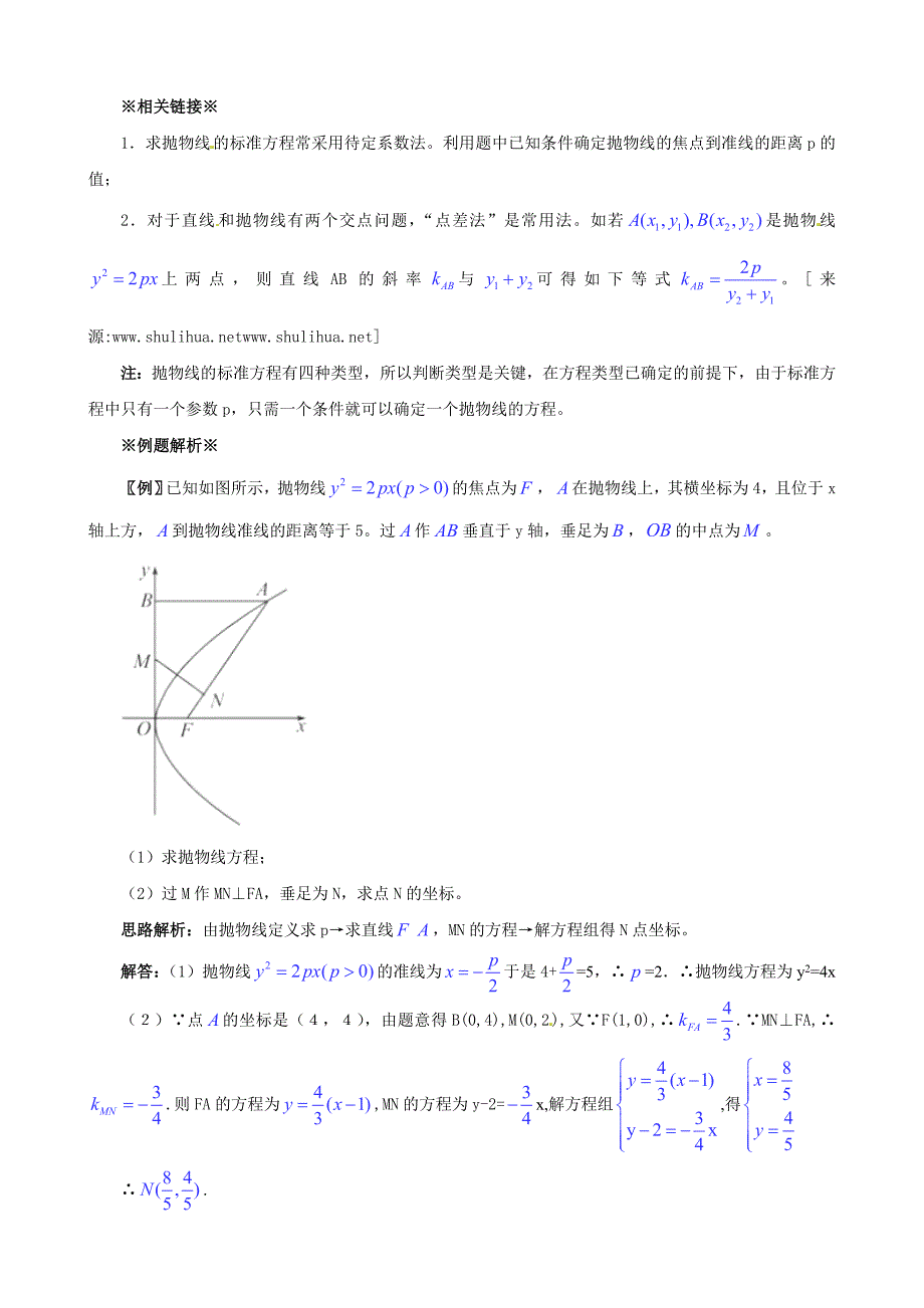 高考数学 一轮复习热点难点精讲精析：8.6抛物线_第2页