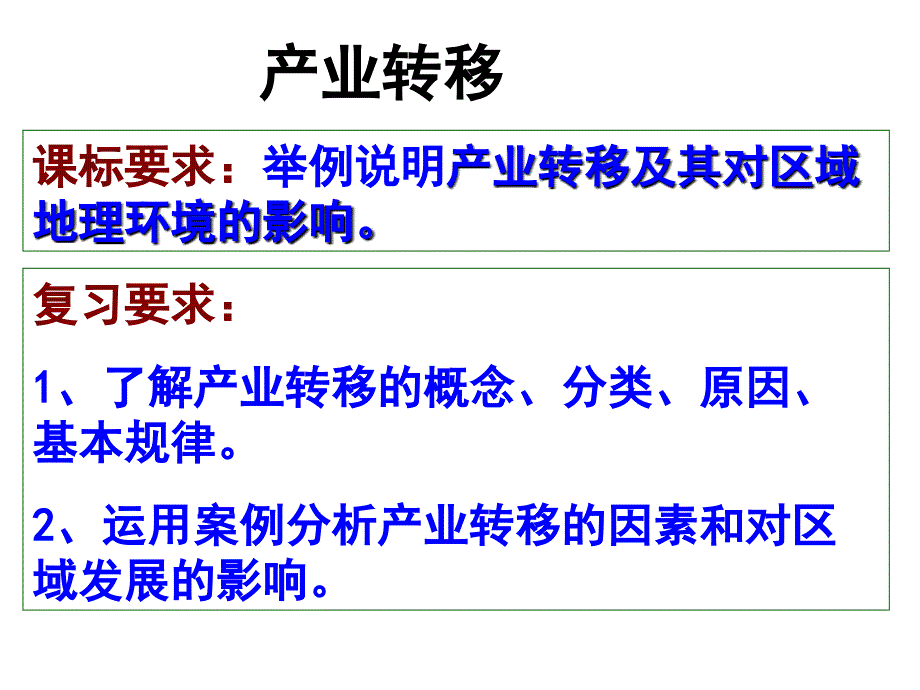 上课用高三一轮复习产业转移_第1页