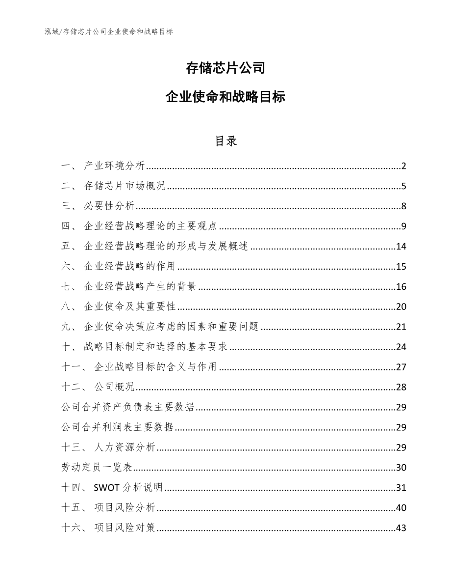 存储芯片公司企业使命和战略目标_第1页