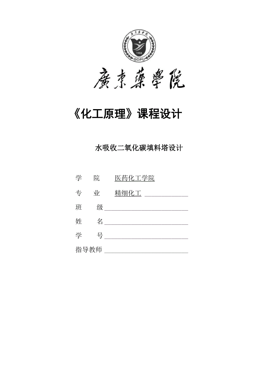 二氧化碳吸收塔设计_第1页