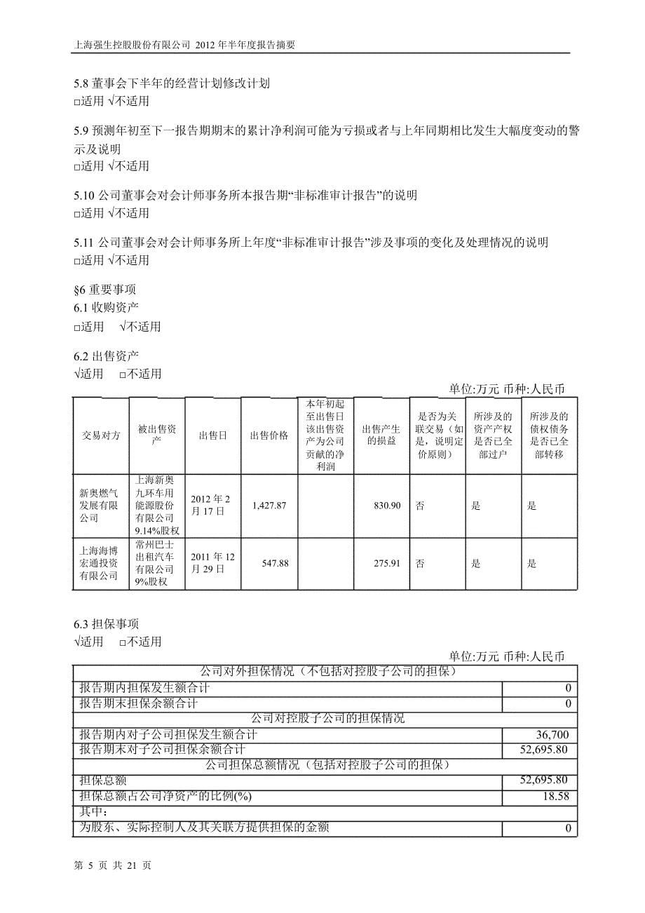 600662 强生控股半年报摘要_第5页