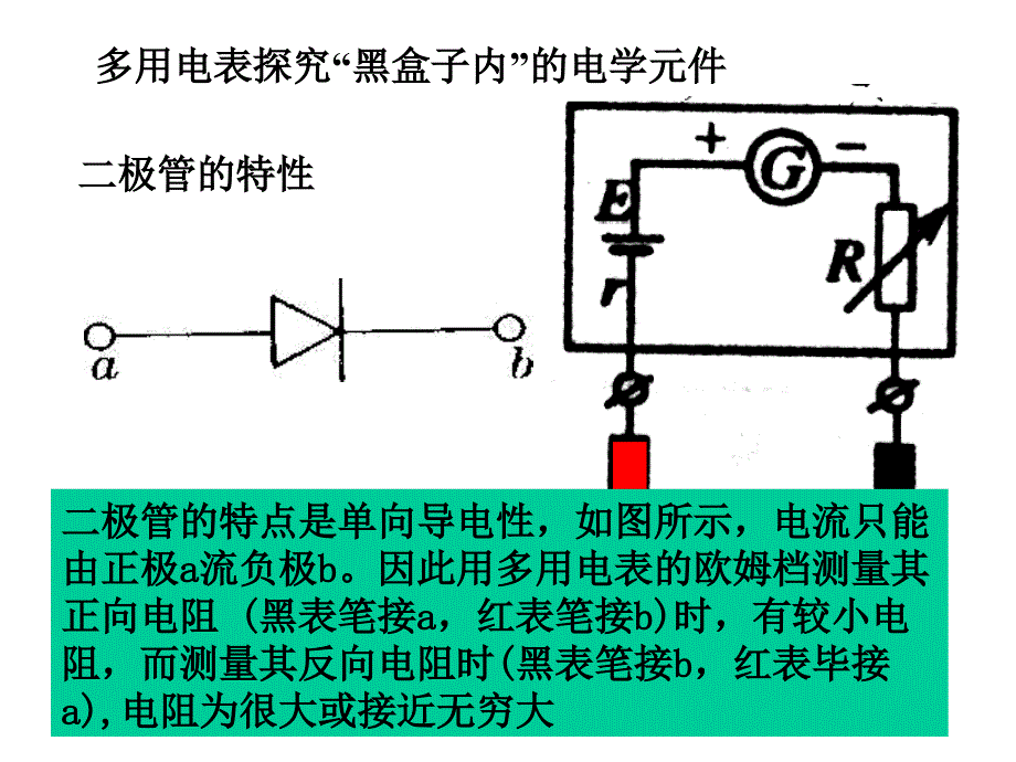 多用电表探究“黑盒子内”的电学元件资料_第1页