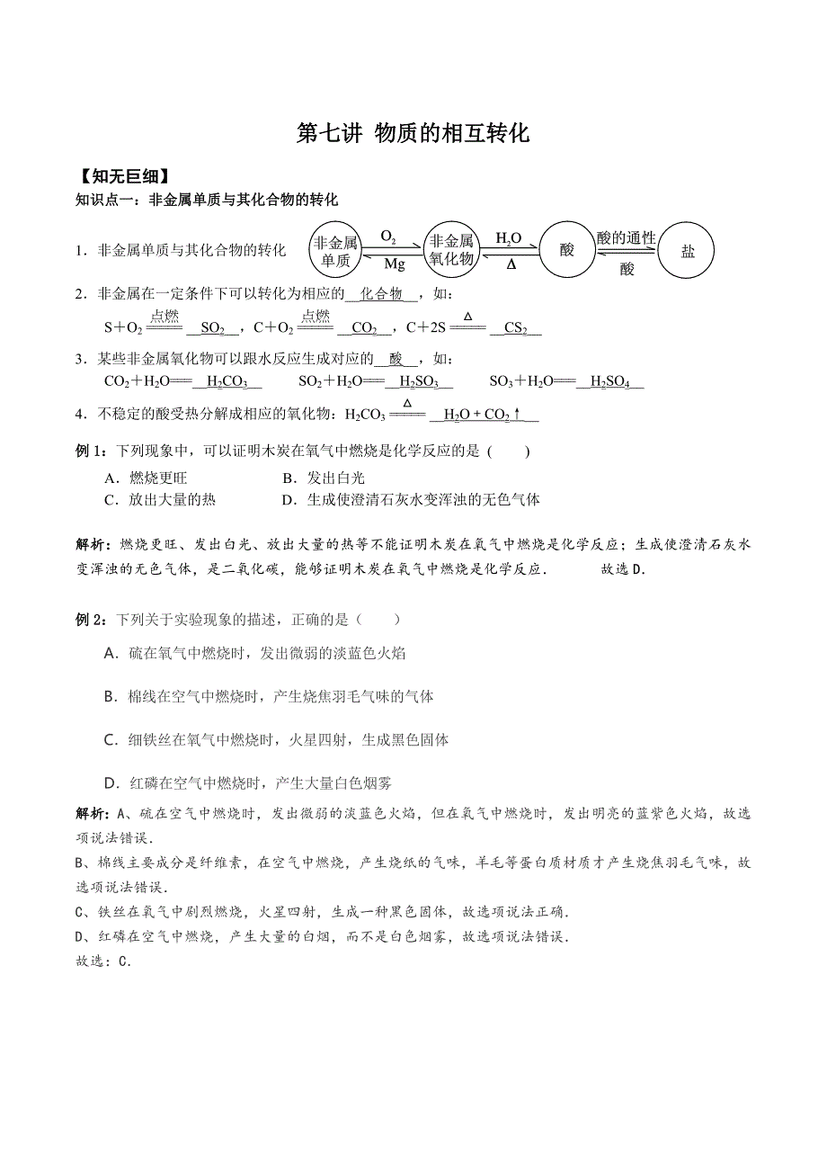 初中化学物质的相互转化_第1页