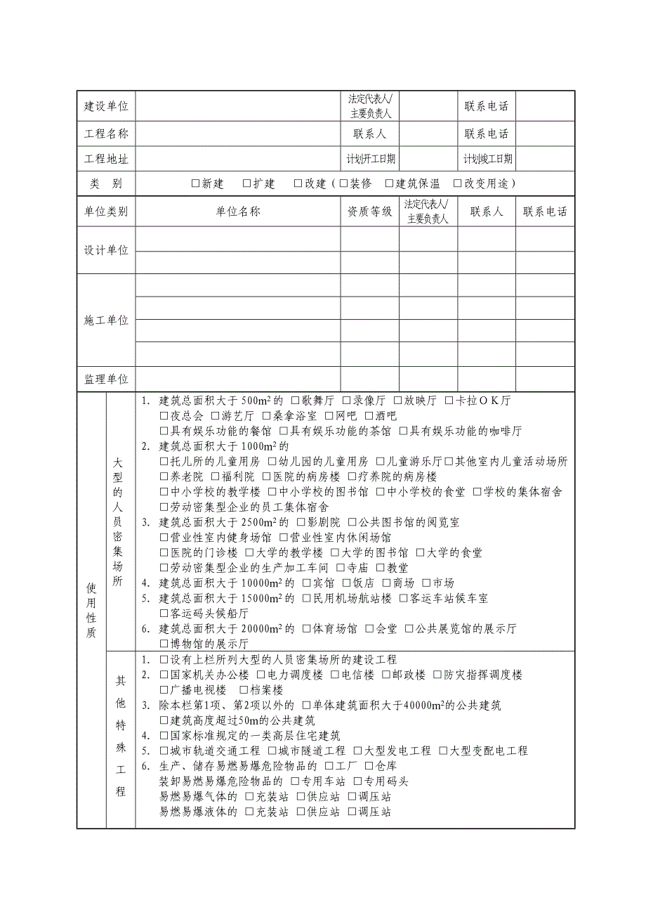 建设工程消防设计审核申报表3_第3页