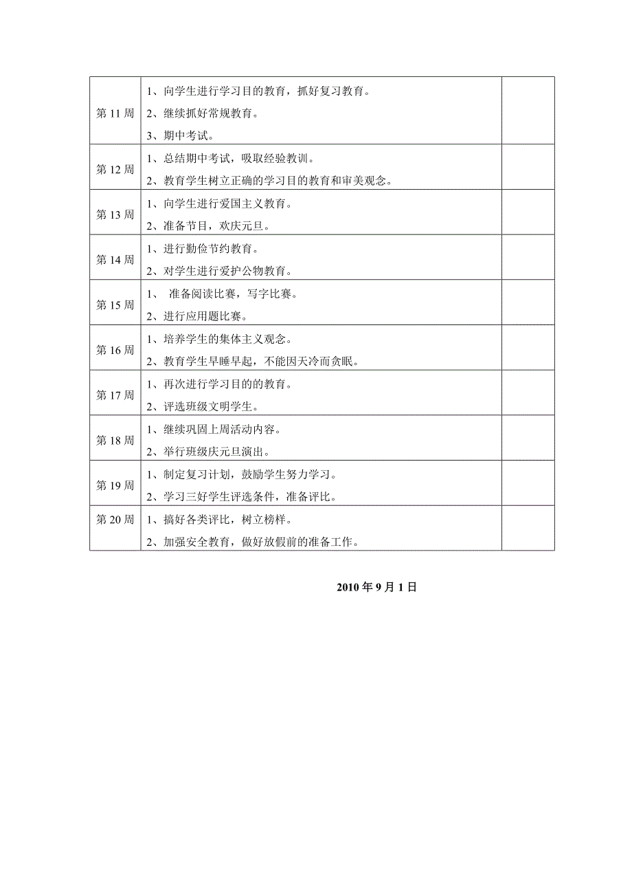 2010-2011学年度第一学期二年(1)班班主任工作计划.doc_第4页