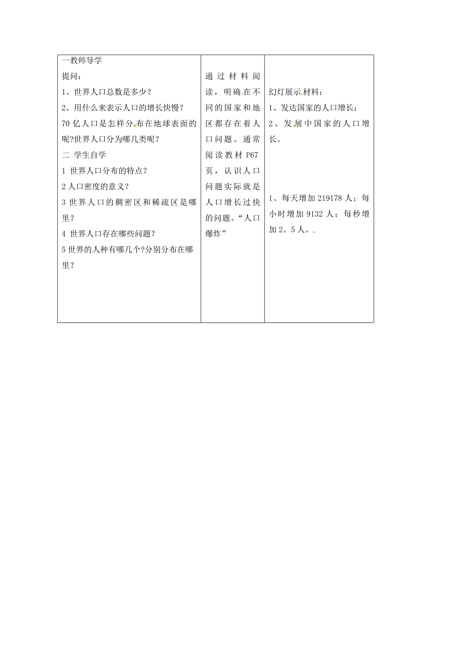 年吉林省长市七年级地理上册第四章第一节人口与人种教案2新版新人教版3_第2页