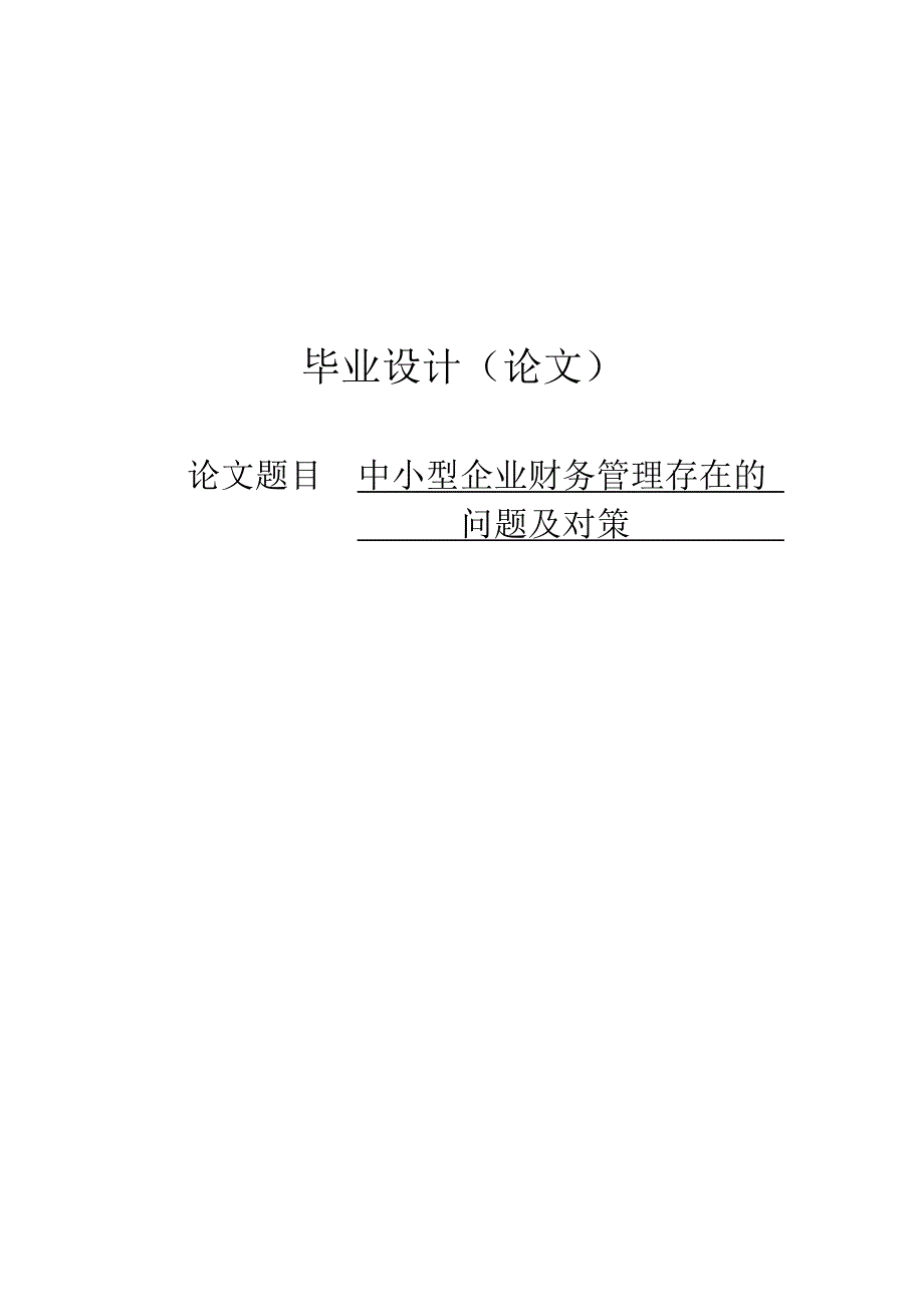 中小型企业财务管理存在的问题及对策毕业论文_第1页