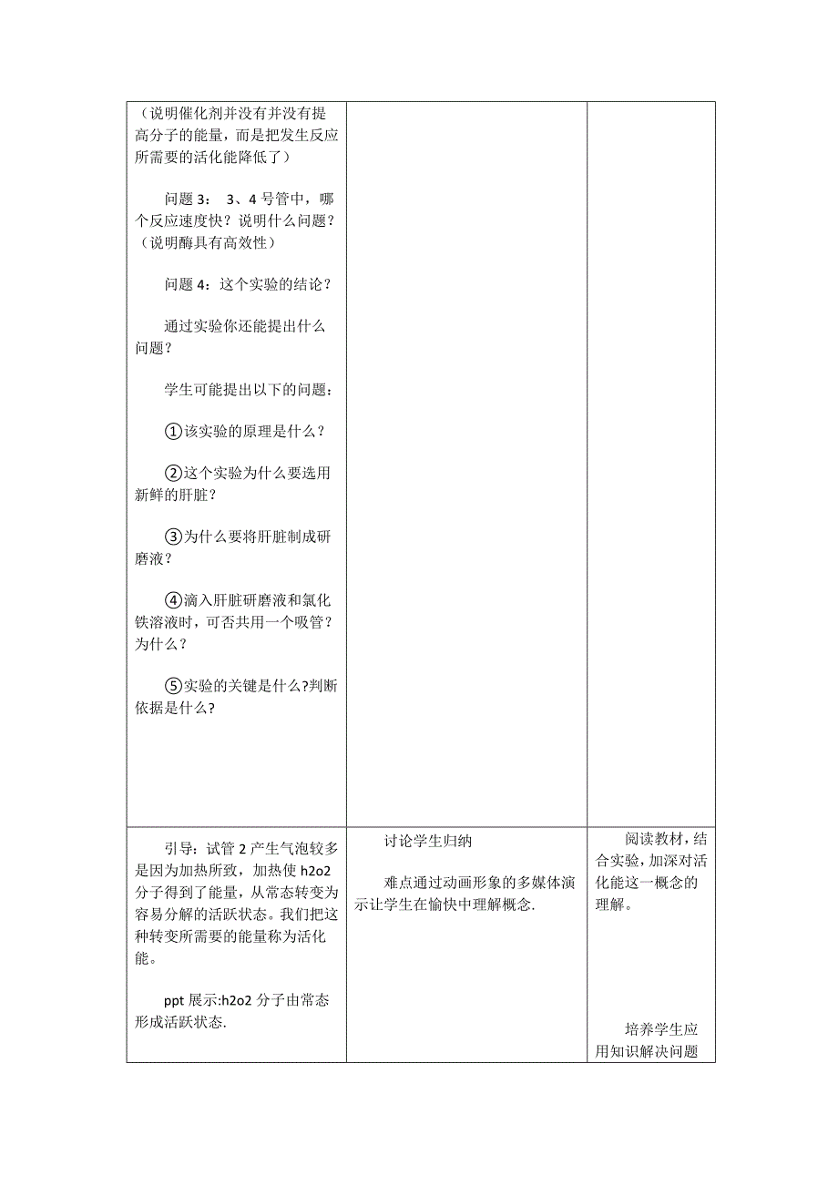 《降低化学反应活化能的酶》教学设计_第4页