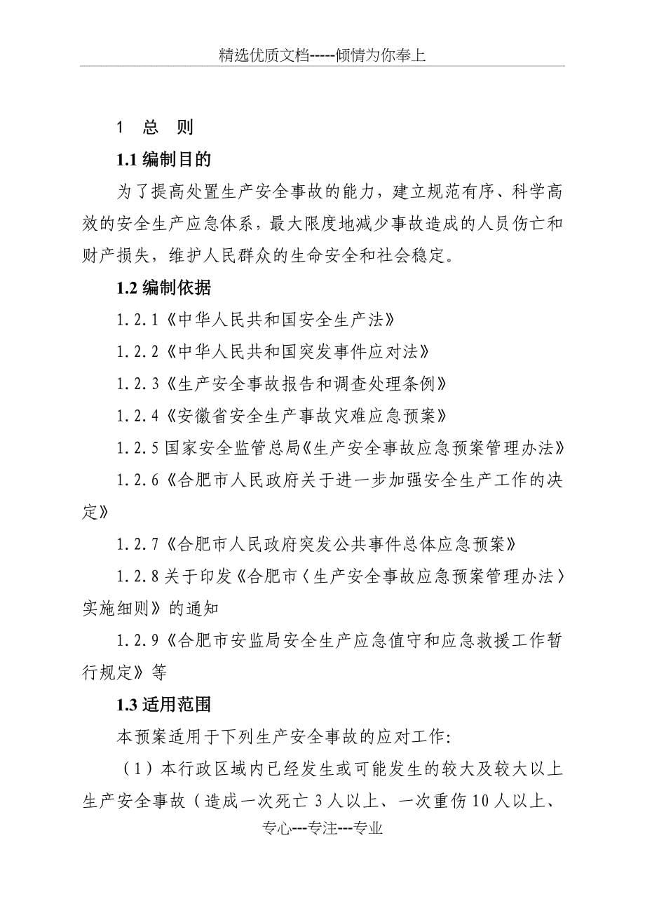 合肥市安全生产事故灾难应急预案(共32页)_第5页