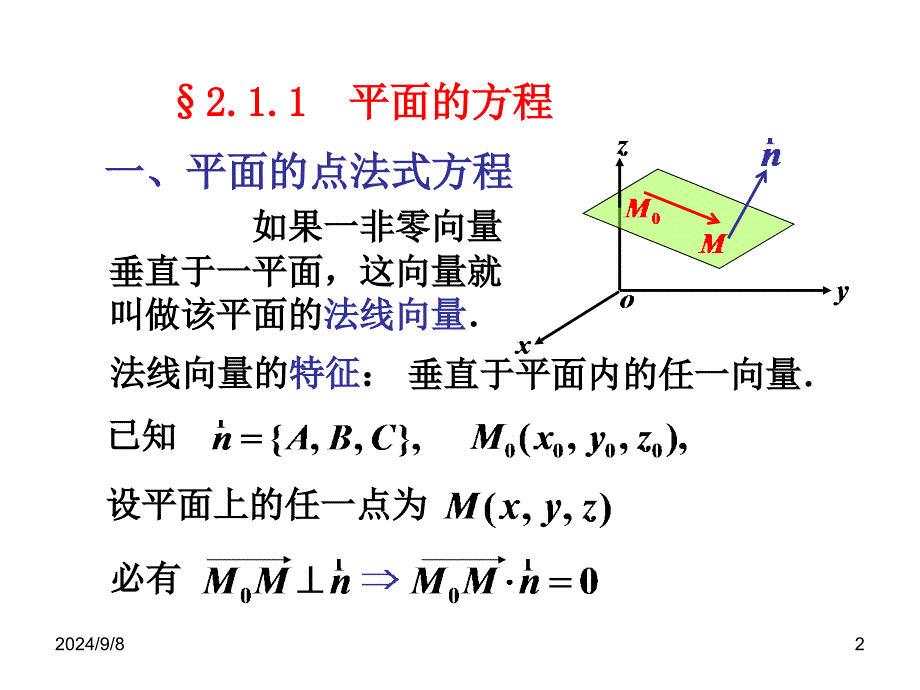 空间解析几何-第2章-空间的平面与直线课件_第2页