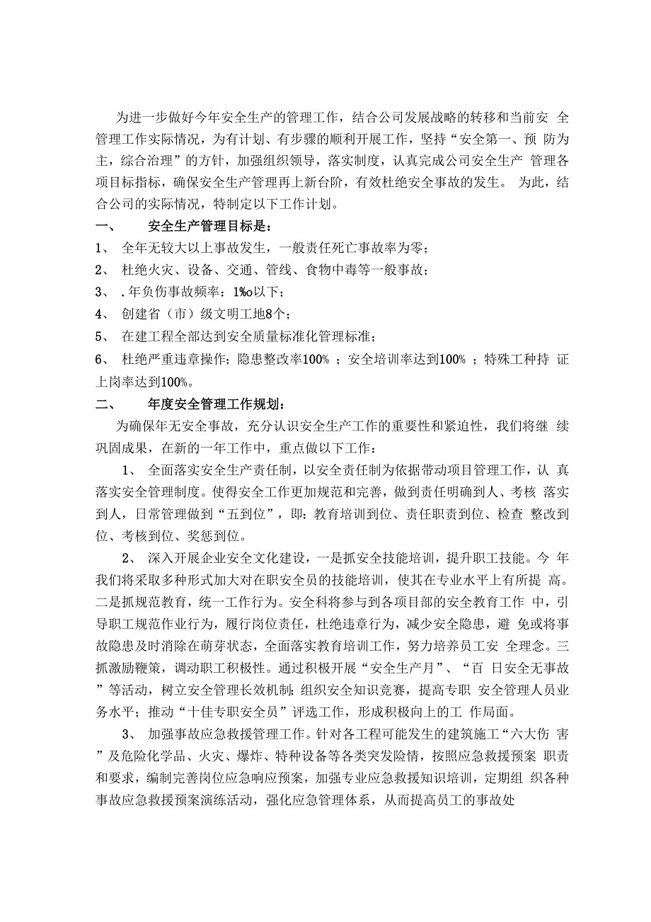 公司安全管理工作规划_第1页