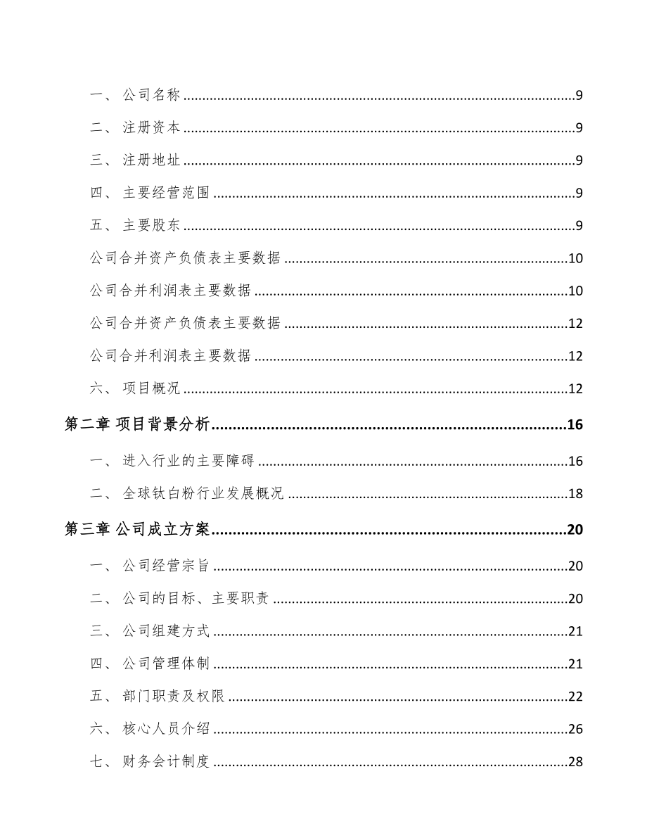 昆明关于成立钛白粉公司可行性研究报告(DOC 97页)_第3页