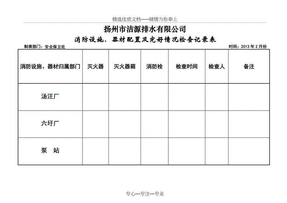 消防设施、器材配置及完好情况检查记录表_第2页