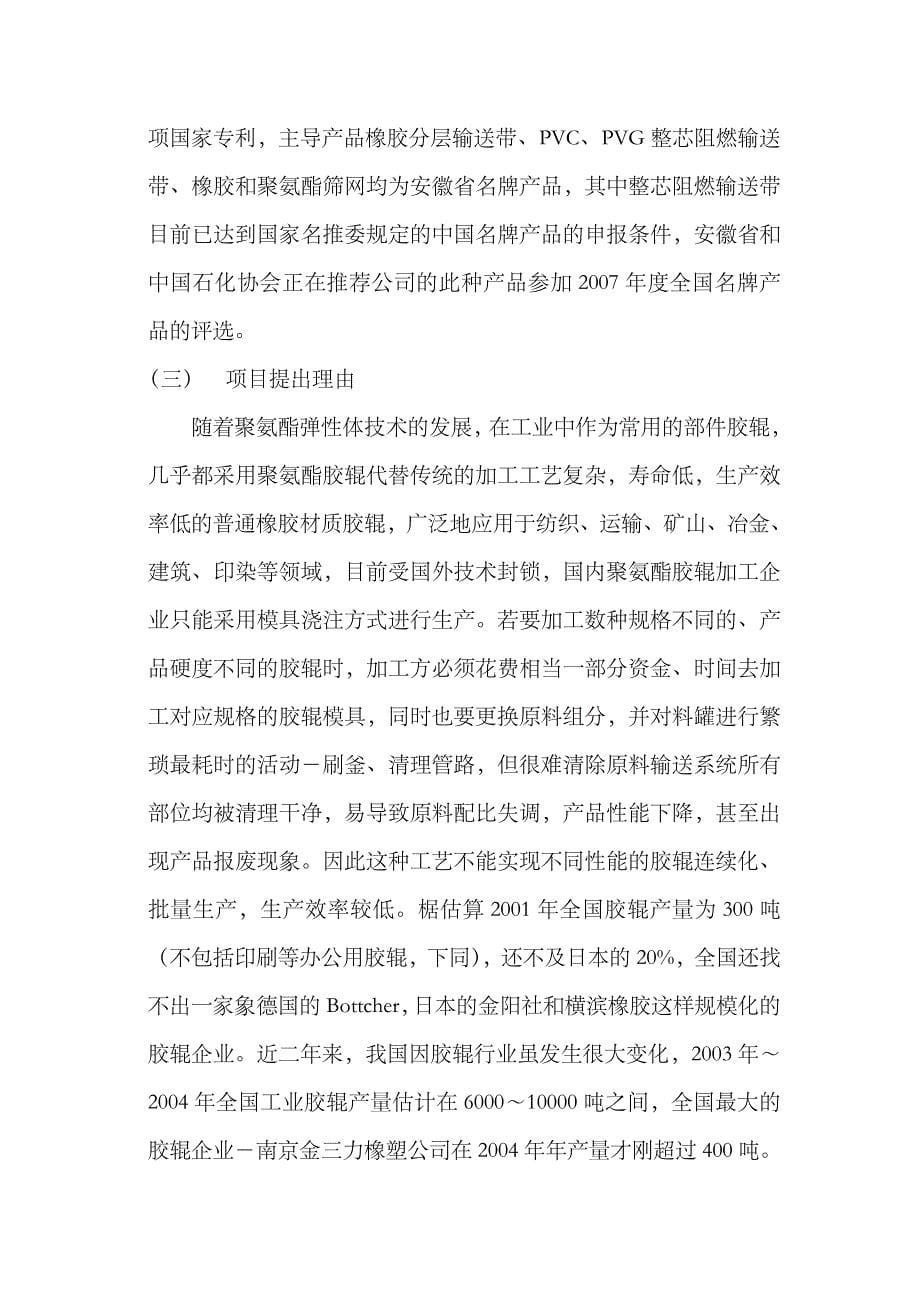 聚氨酯胶辊旋转浇注系统技术改造工程可行性研究报告_第5页