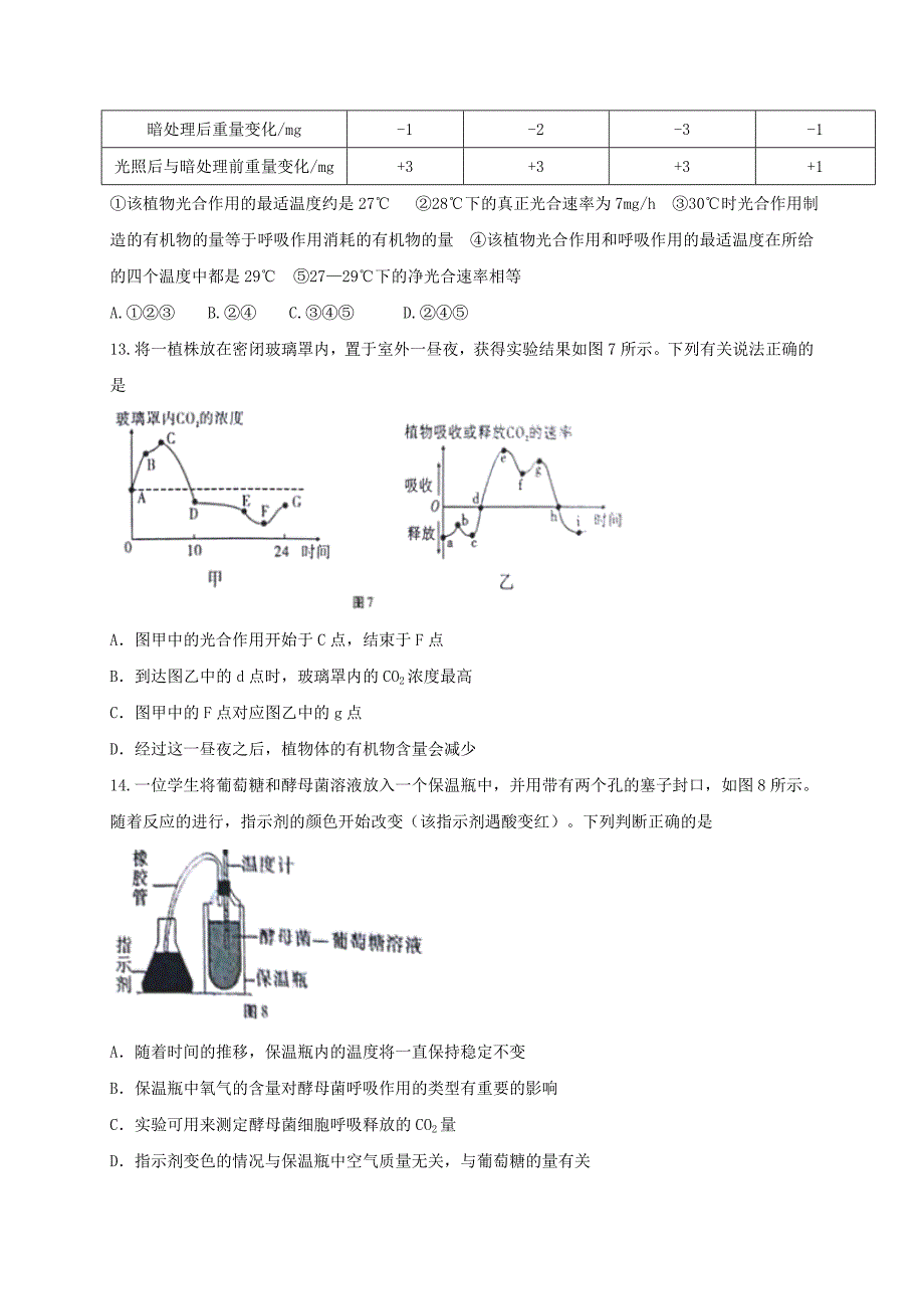 高三生物上学期期末考试试题（重点班）_第4页