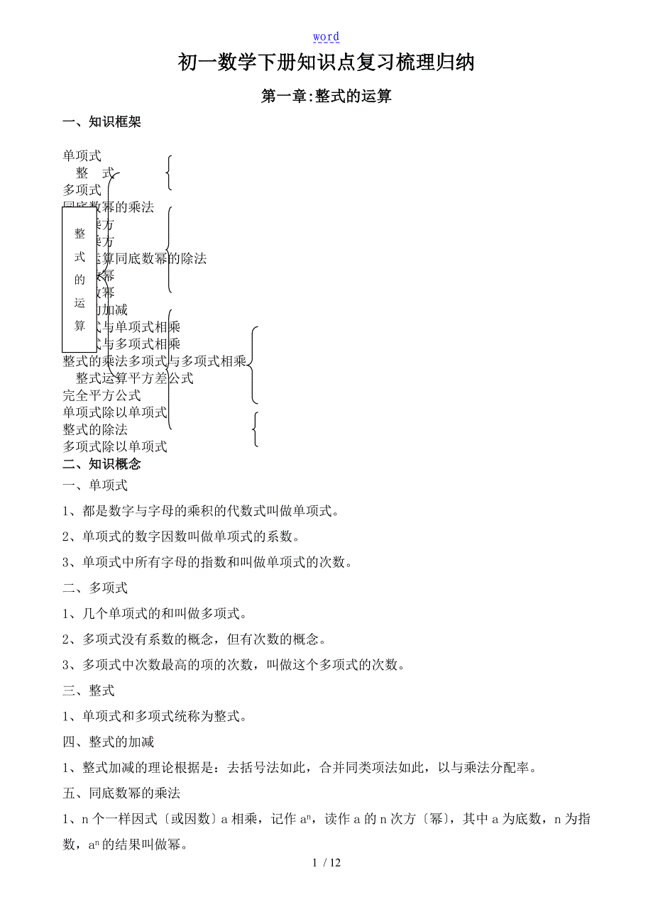 初一数学学霸笔记(下册)_第1页