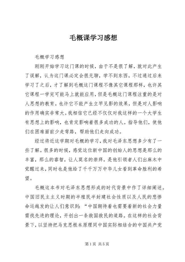 2023年毛概课学习感想.docx