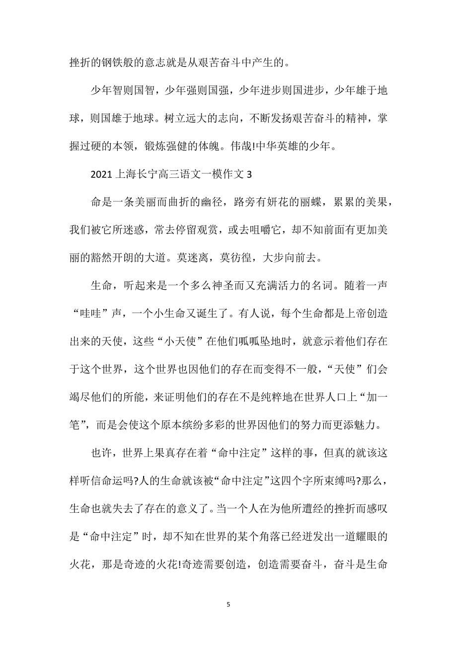 2023上海长宁高三语文一模作文_第5页
