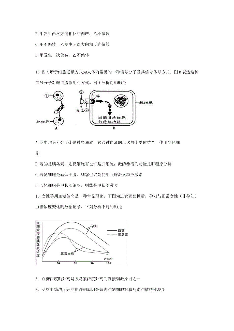 山西省太原五中高二生物考试题理_第4页