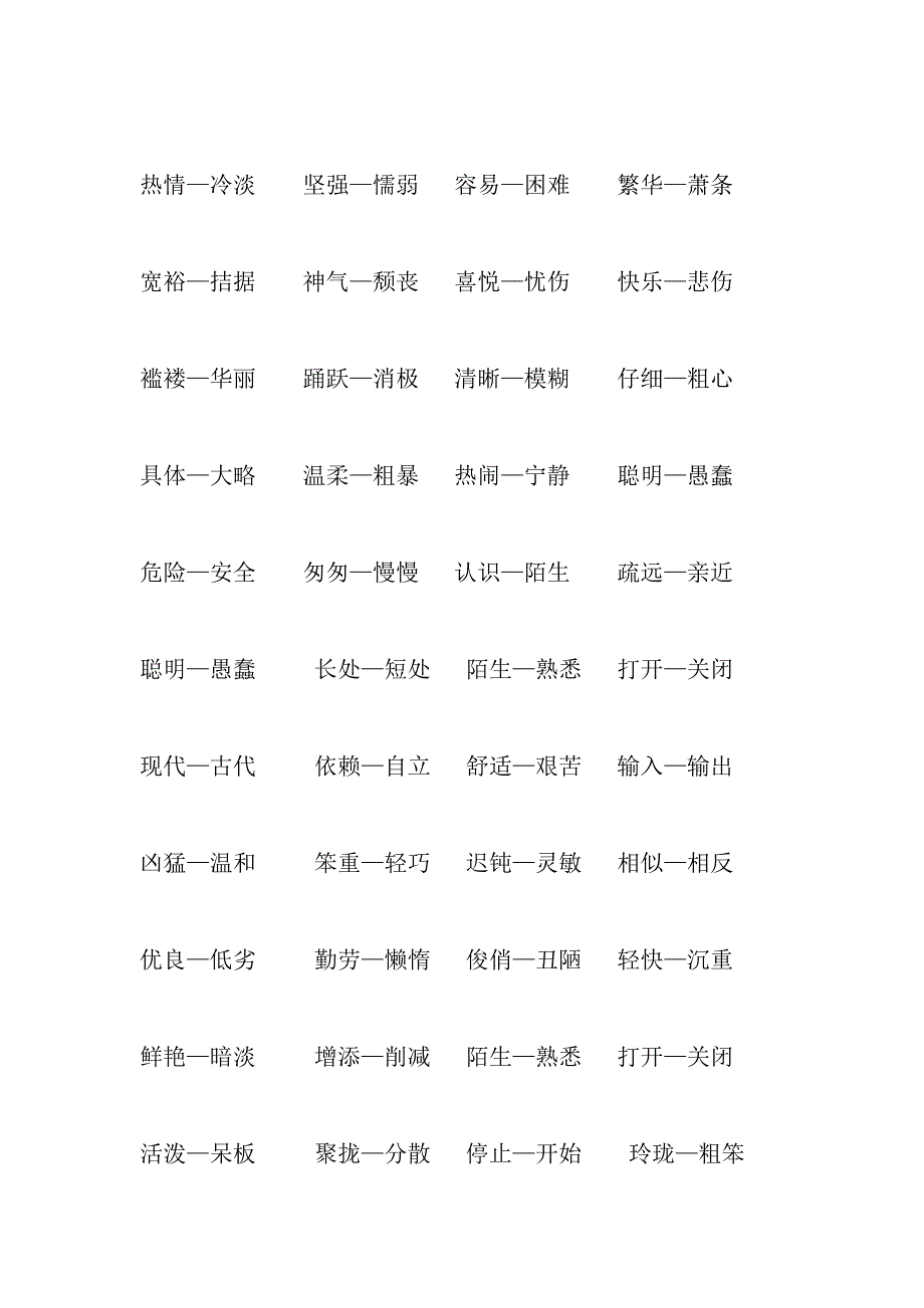 小学语文反义词集锦_第4页