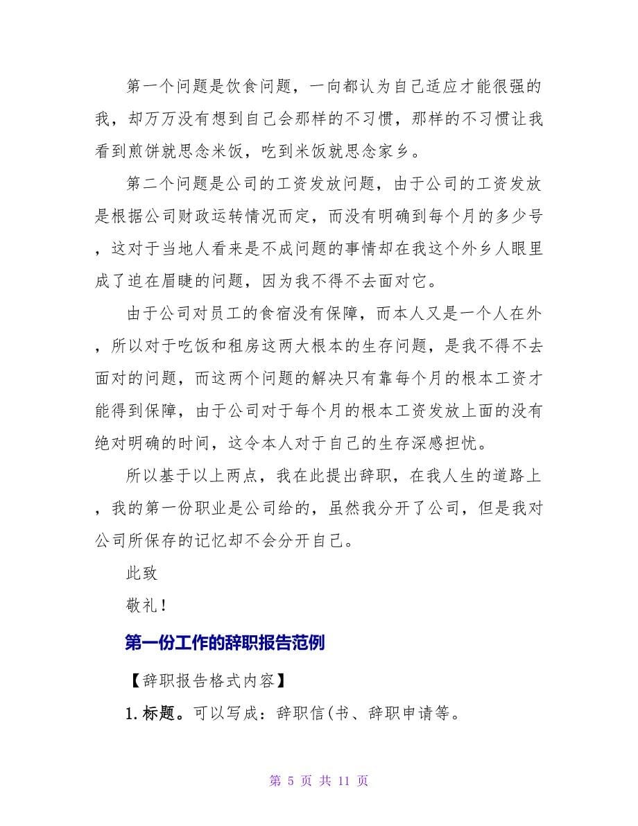 关于第一份工作的辞职报告.doc_第5页