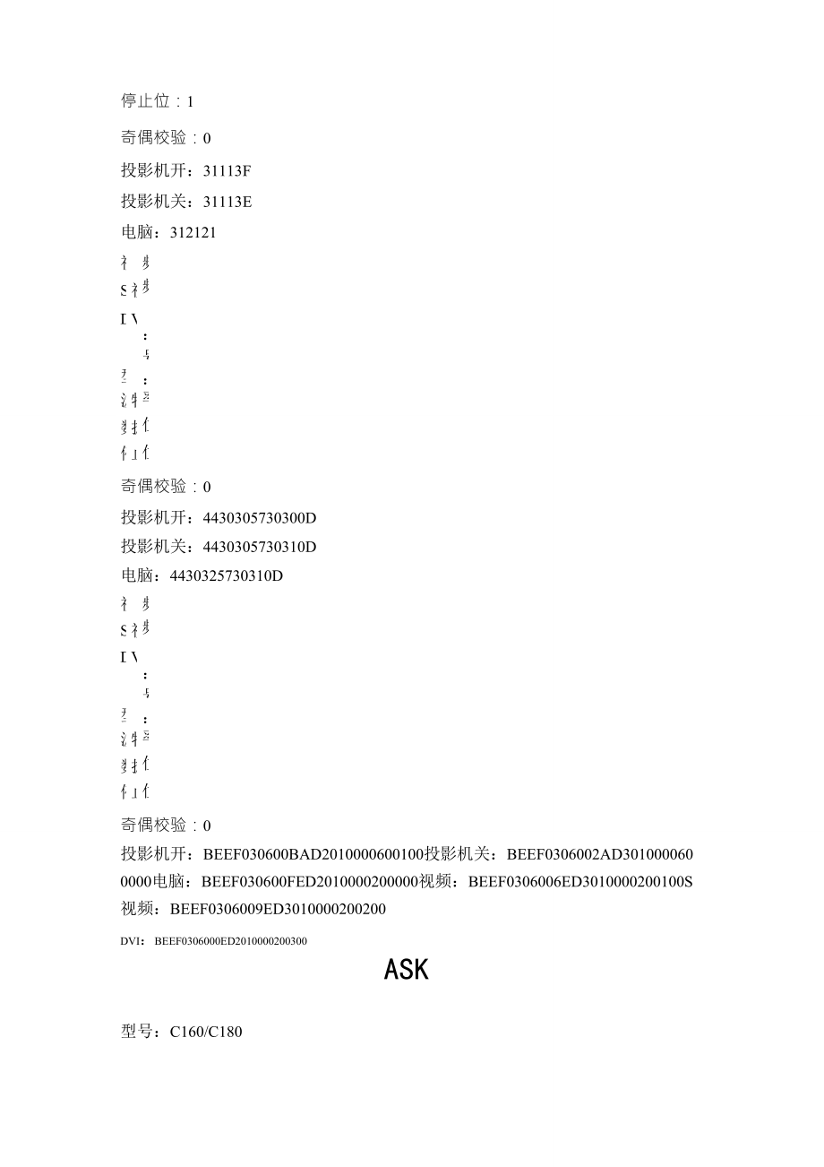 全系列投影机232中控控制代码表_第3页