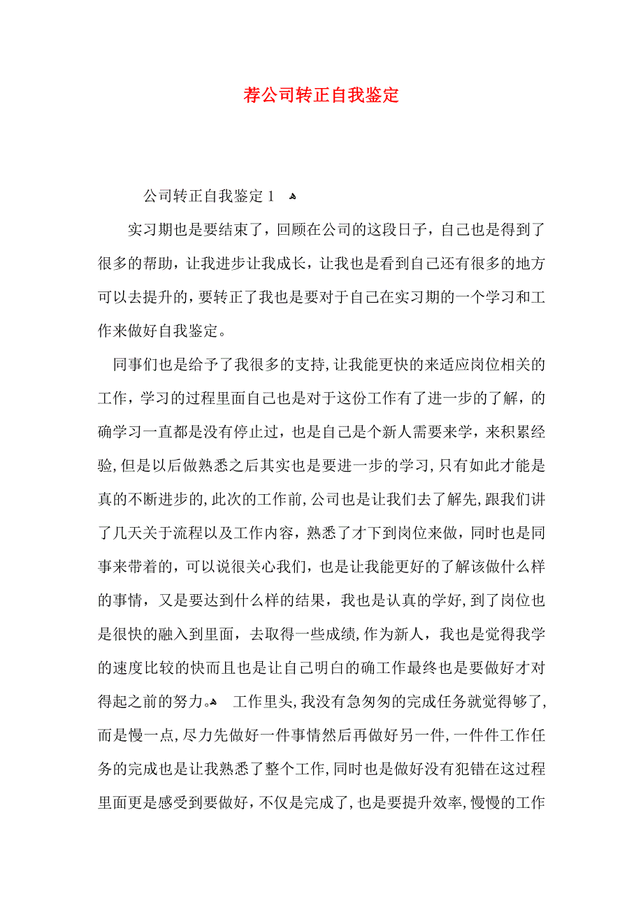 荐公司转正自我鉴定_第1页