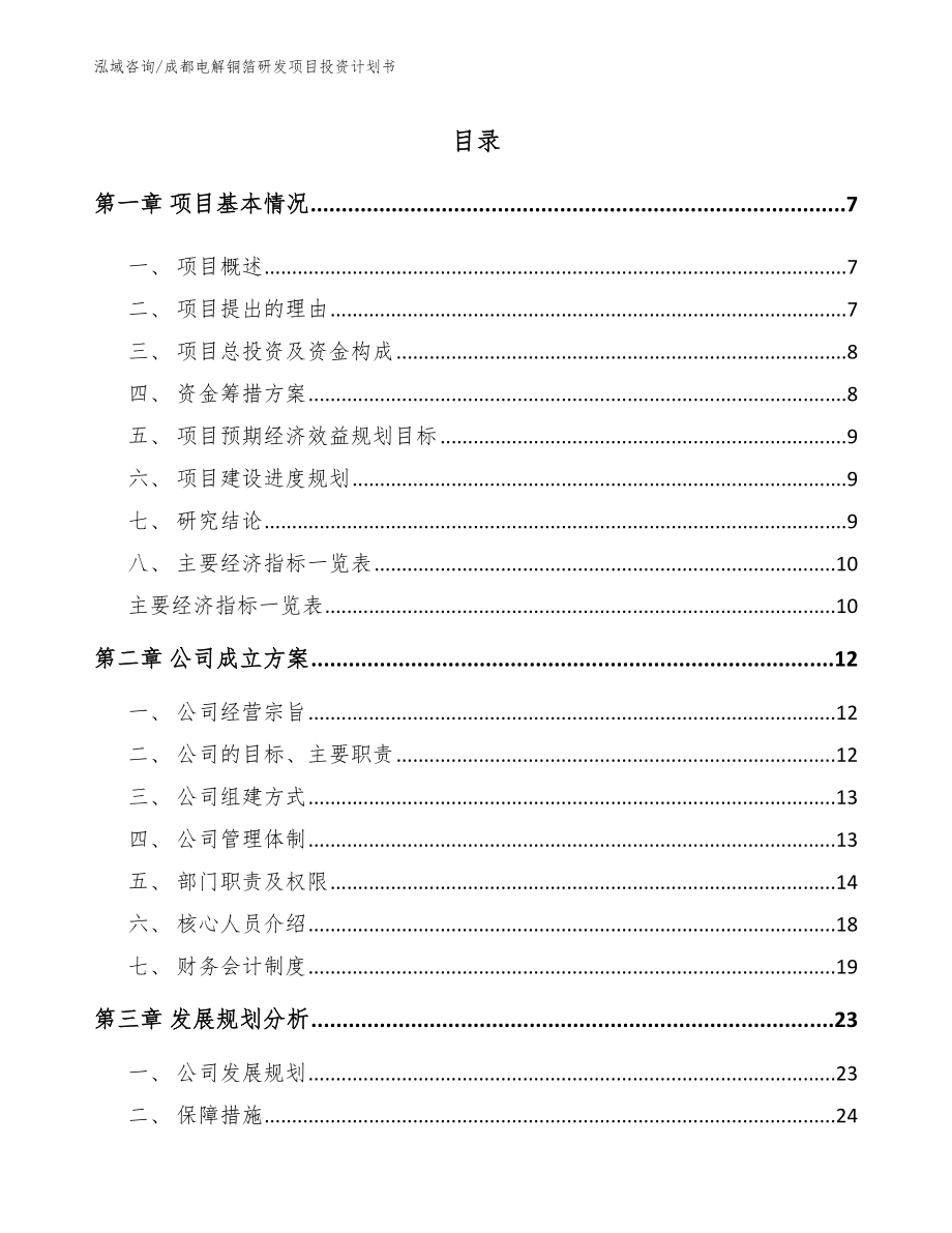 成都电解铜箔研发项目投资计划书_模板范本_第2页