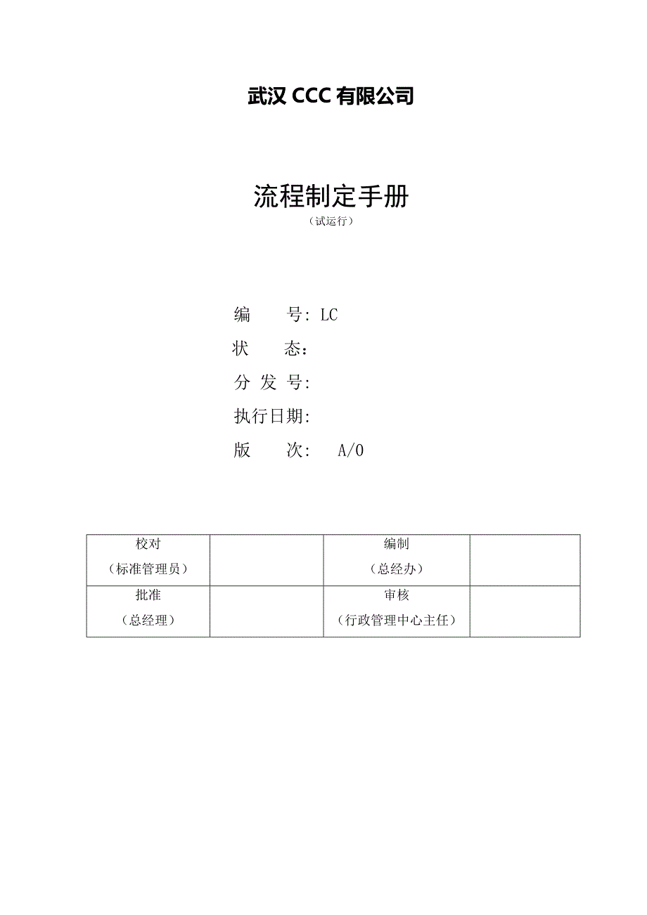 公司流程制定手册、规范、标准_第1页