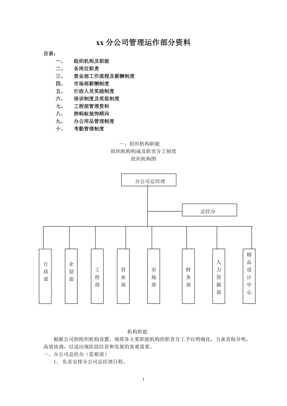 xx分公司管理运作部分资料_第1页