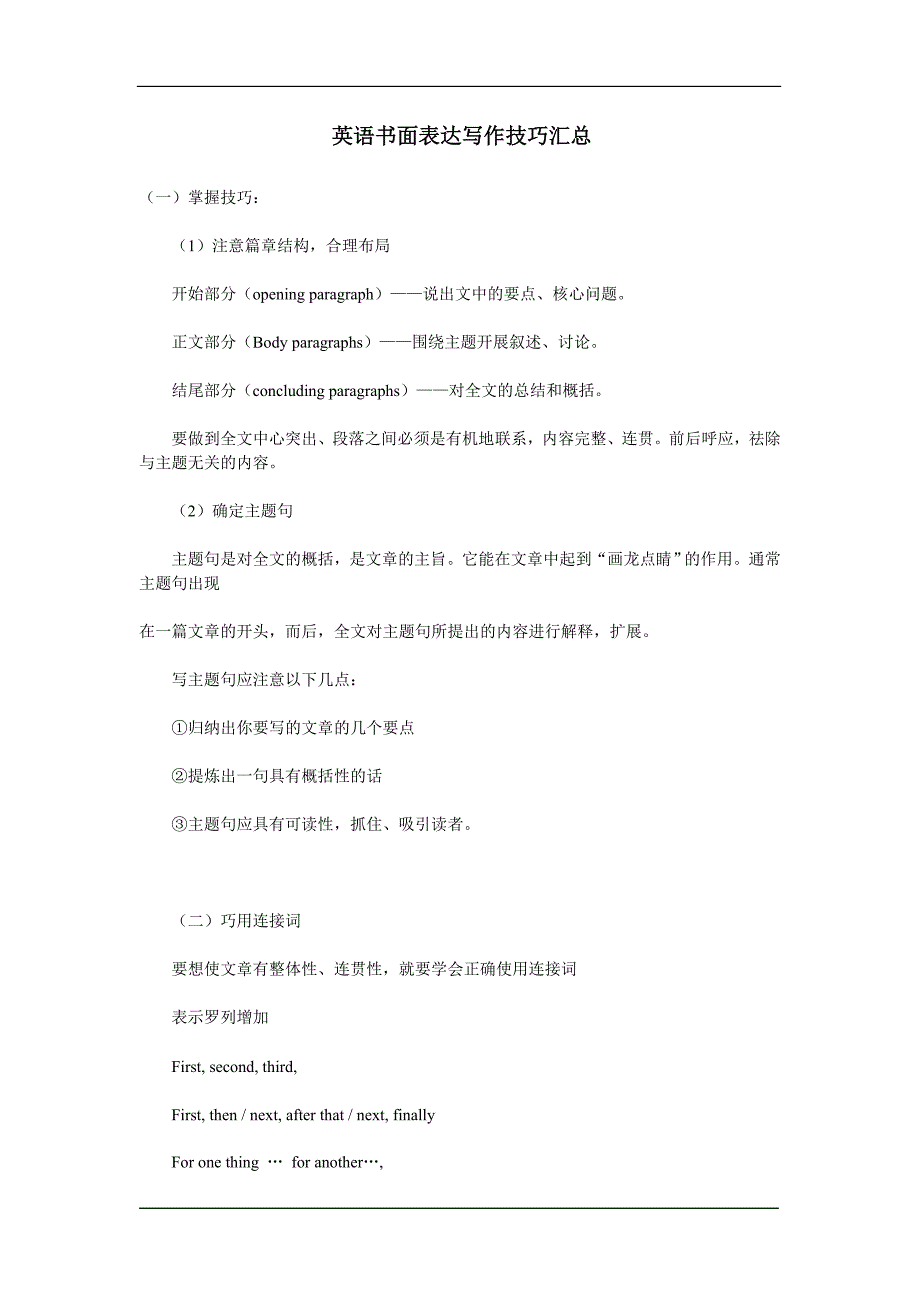 英语书面表达写作技巧汇总_第1页