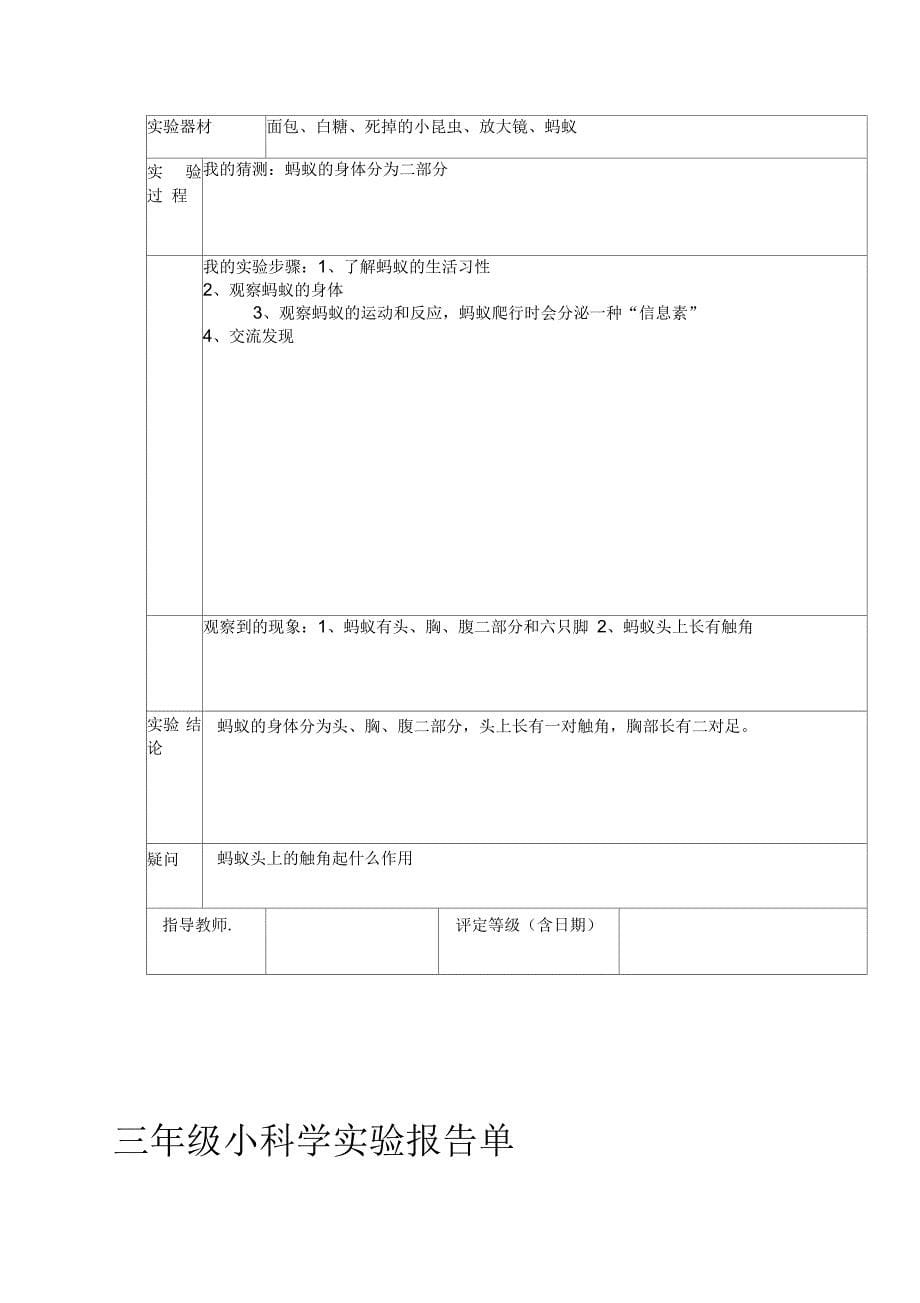 教科版三年级上册科学实验报告单汇总_第5页