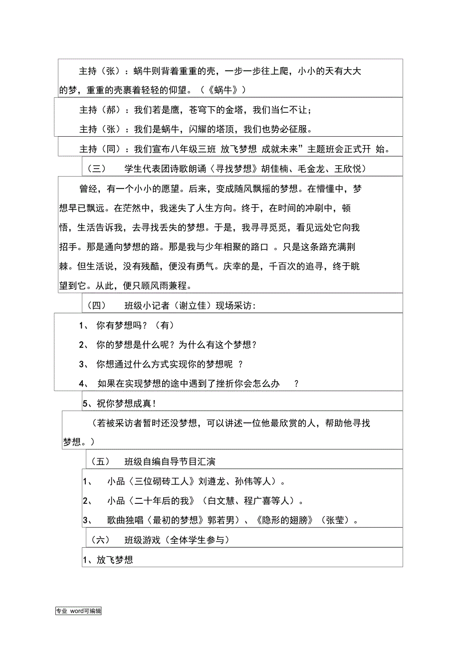 放飞梦想成就未来主题班会设计方案_第2页