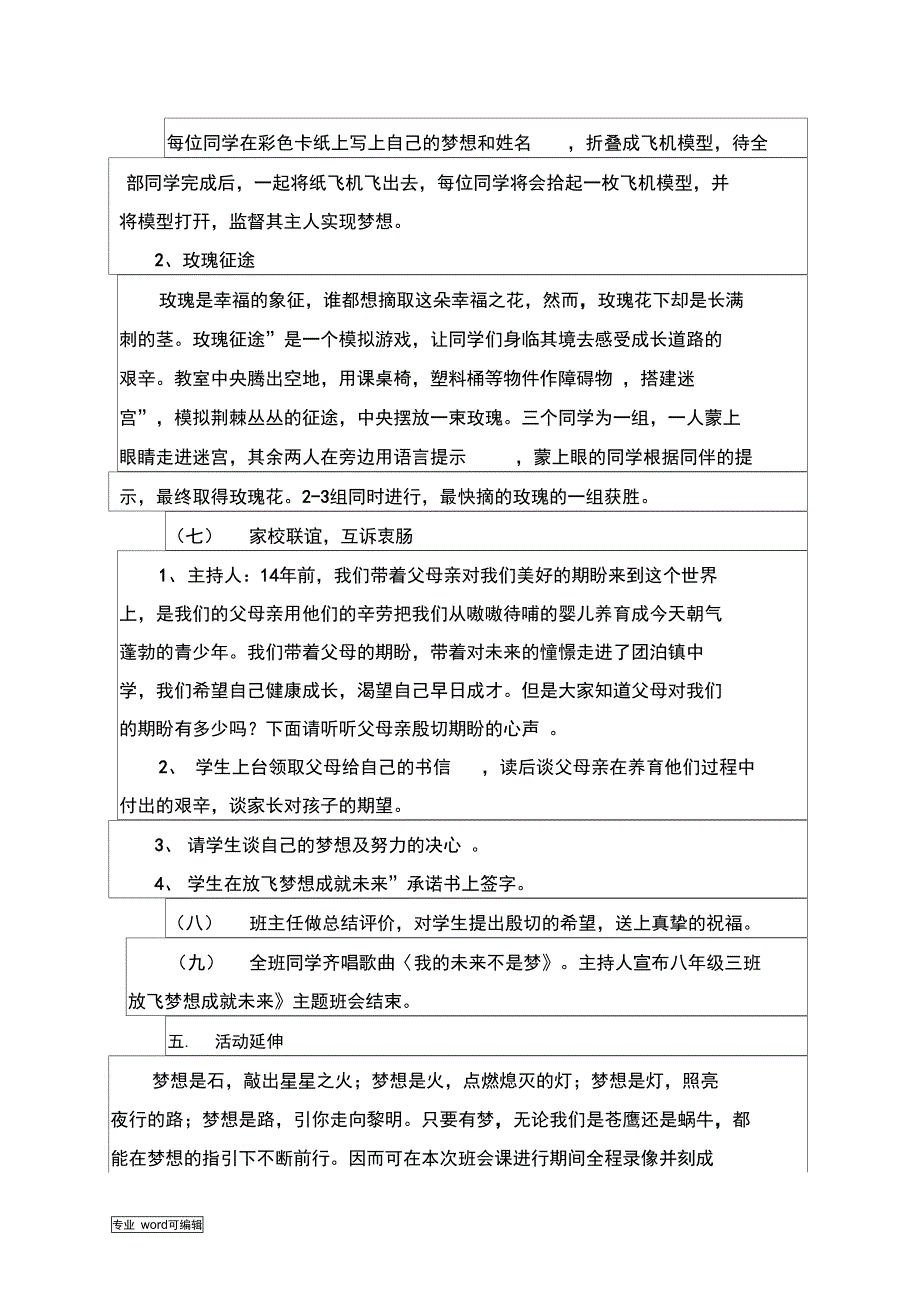 放飞梦想成就未来主题班会设计方案_第3页