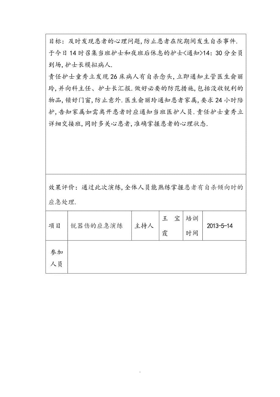 2014科室应急处理预案演练计划_第5页