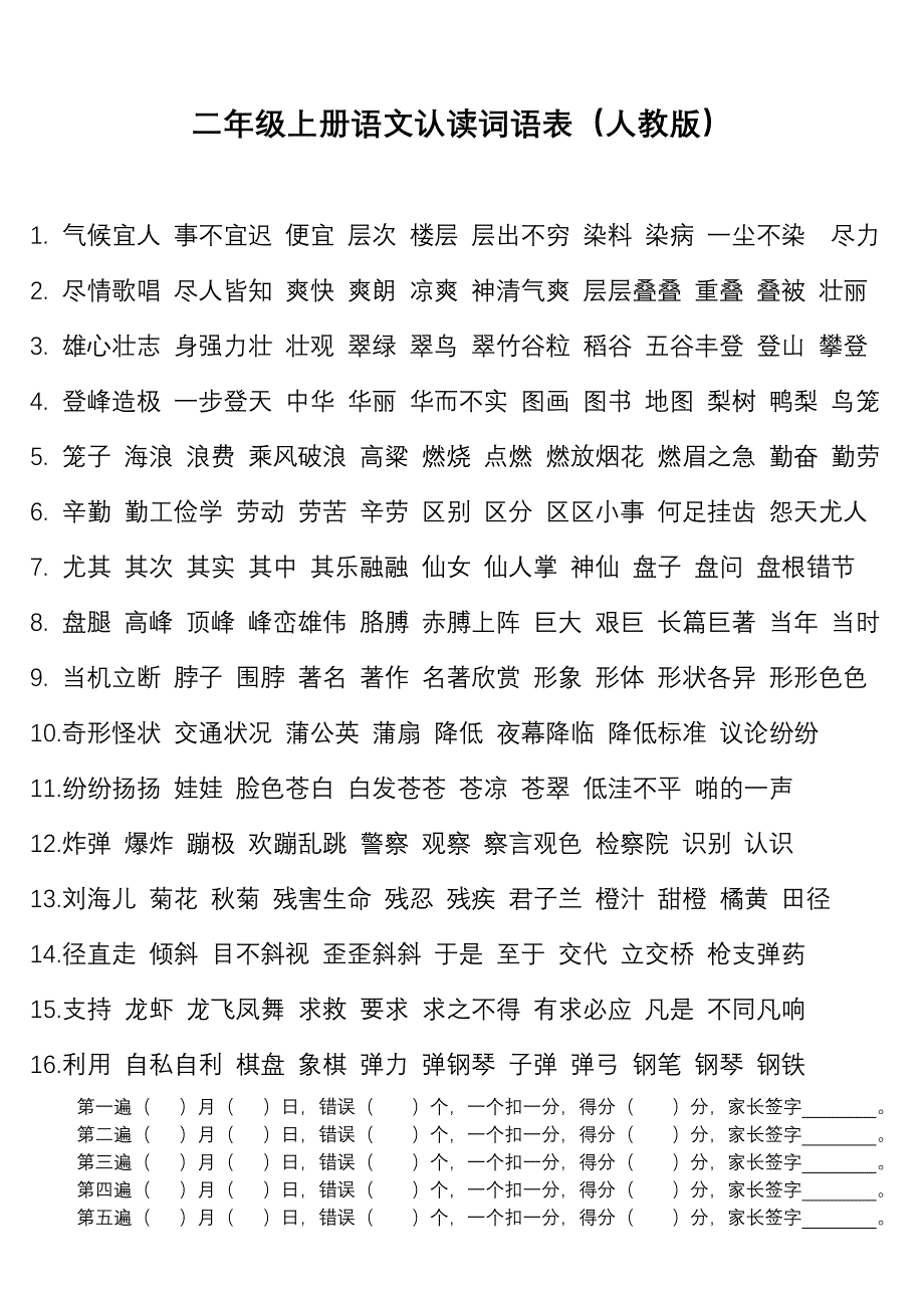 二年级语文认读词语表(人教版).doc_第1页
