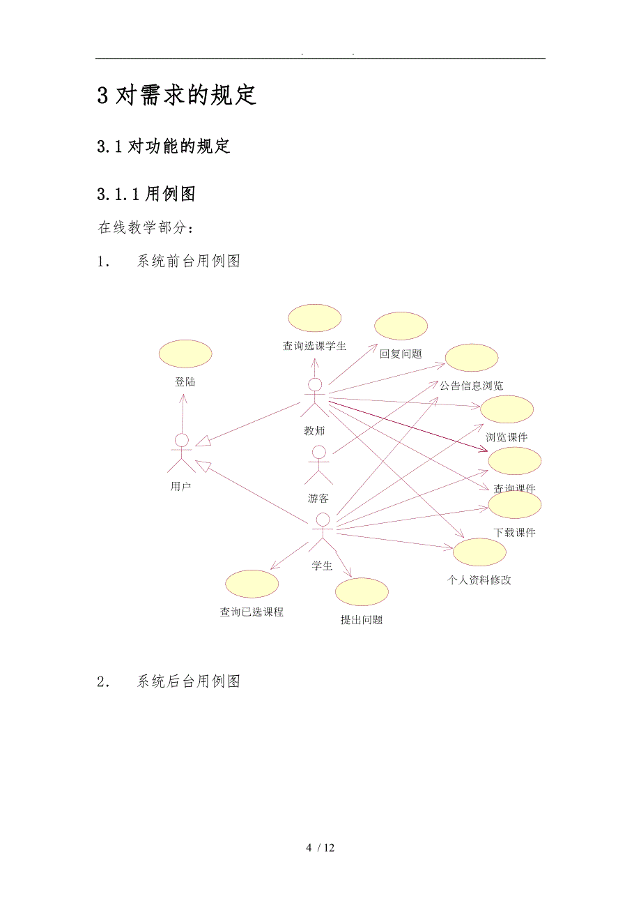 在线教学系统需求分析说明书(DOC)_第4页