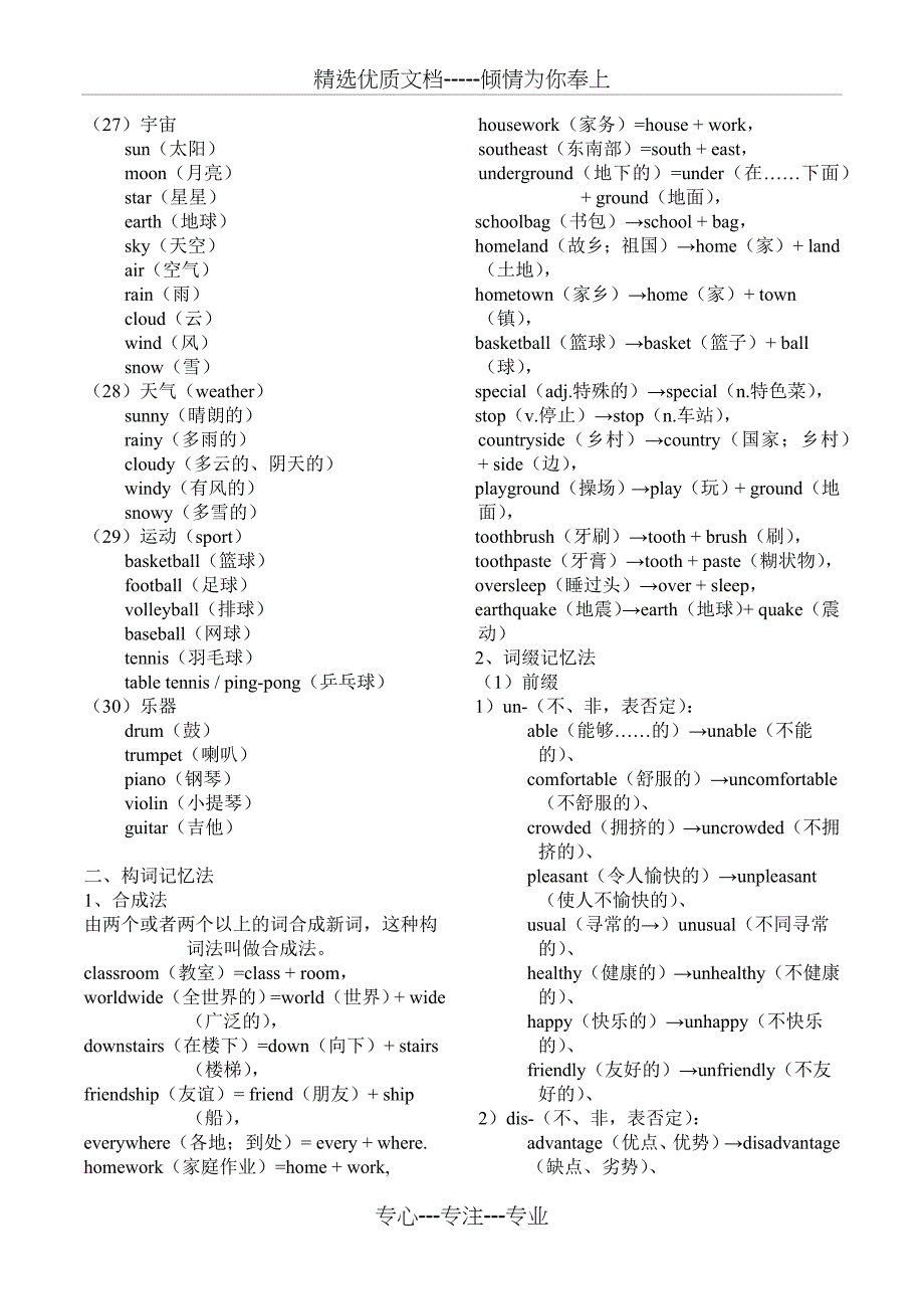 初中英语单词分类大全(打印版)(共11页)_第4页