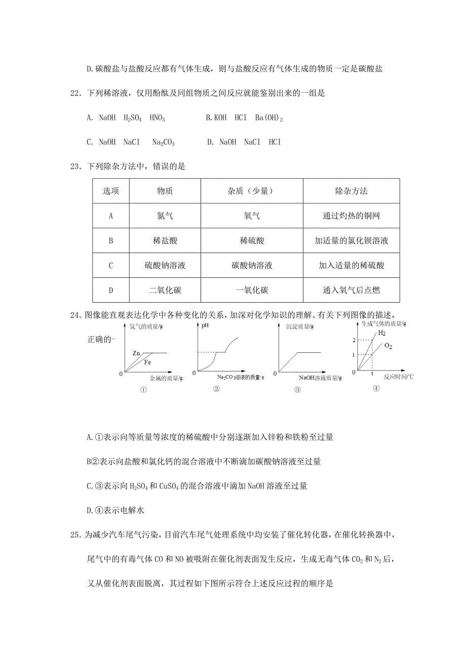 2021年湖南邵阳中考化学试题及答案_第5页