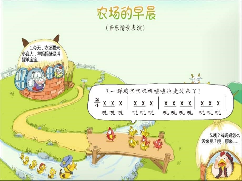 小学音乐(综合表演)农场的早晨-课件-(1)ppt_第5页