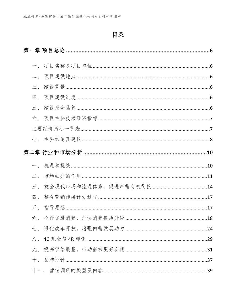 湖南省关于成立新型城镇化公司可行性研究报告参考模板_第1页