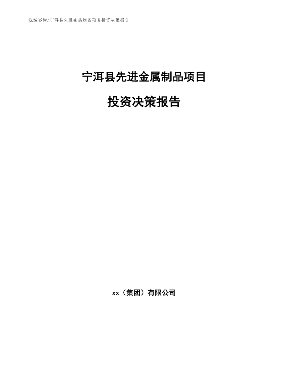 宁洱县先进金属制品项目投资决策报告_第1页