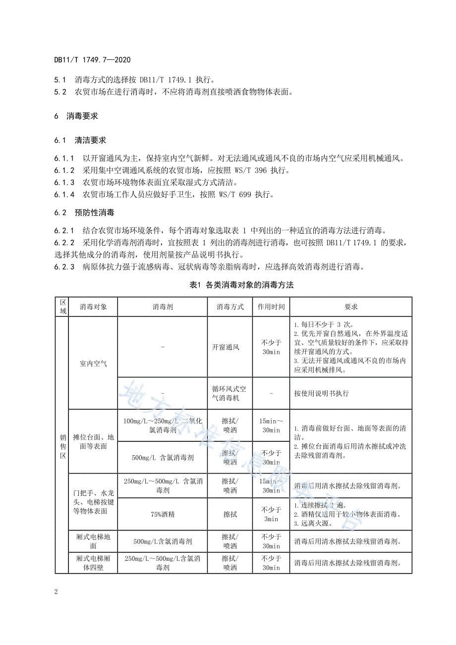 DB11_T 1749.7-2020呼吸道传染病疫情防控消毒技术规范 第7部分：农贸市场_第5页