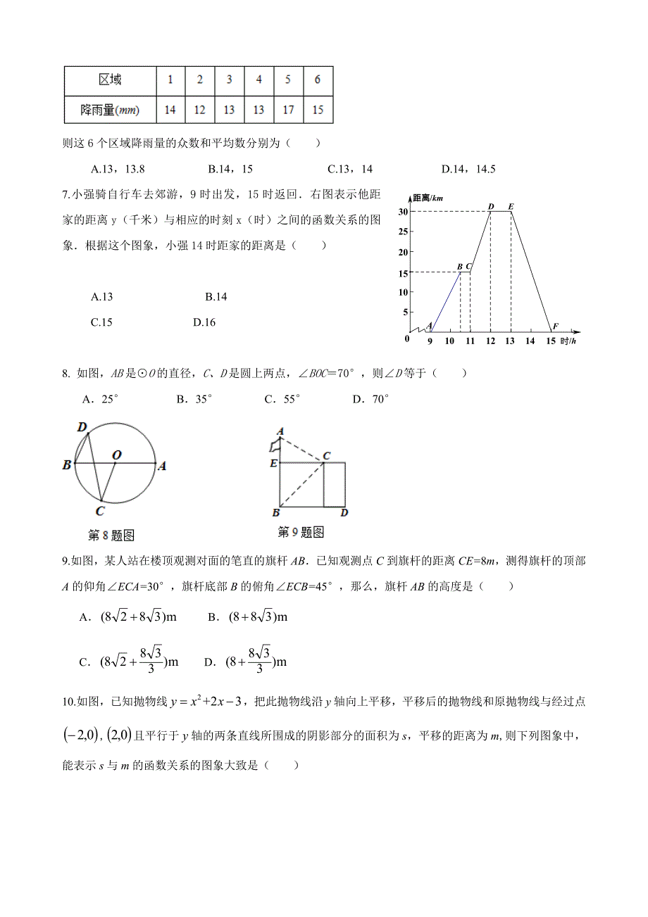 房山区初三一模数学试题及答案_第2页