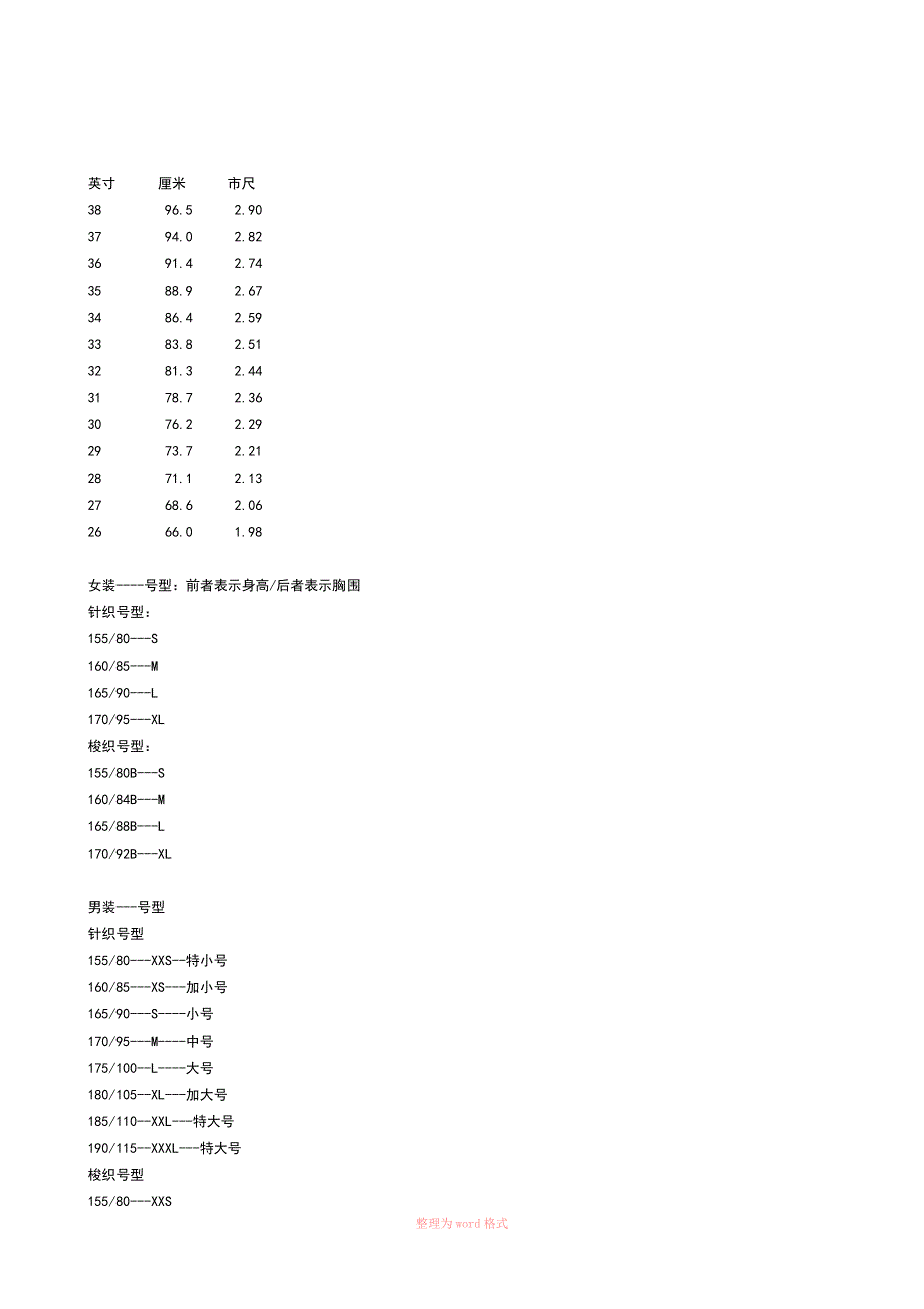 腰围尺码换算尺寸换算及裤子尺码是怎么换算的-裤腰尺寸换算_第2页