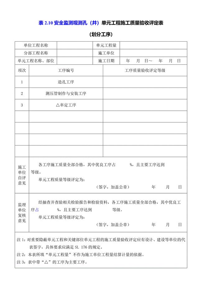 2.10安全监测观测孔(井)工程质量验收评定表.doc