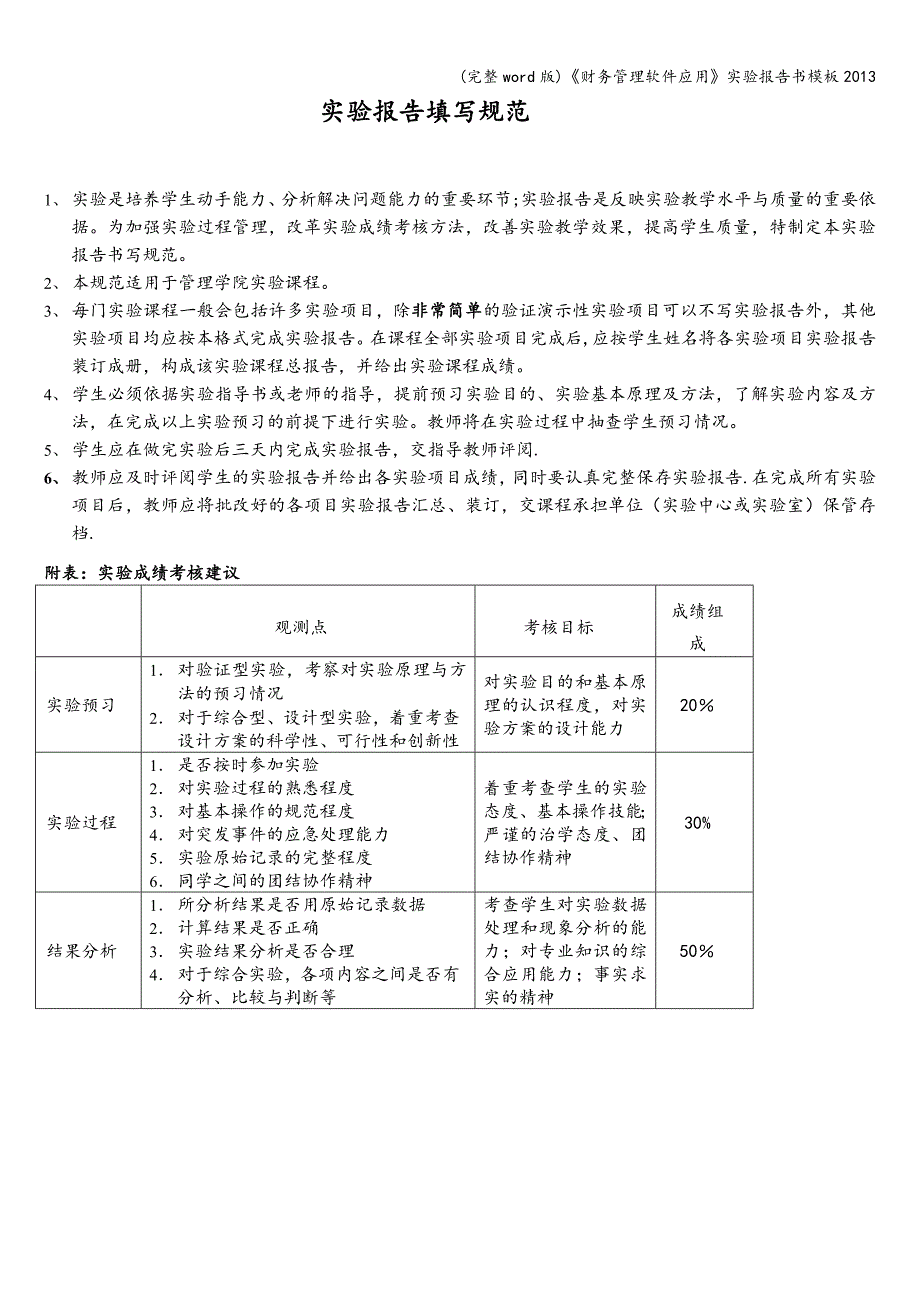 (完整word版)《财务管理软件应用》实验报告书模板2013.doc_第3页