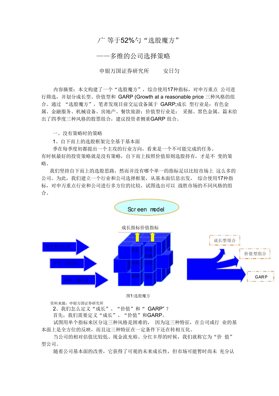 申银万国-0322-“α”等于52%的“选股魔方”—―多维的公司选择策略_第1页