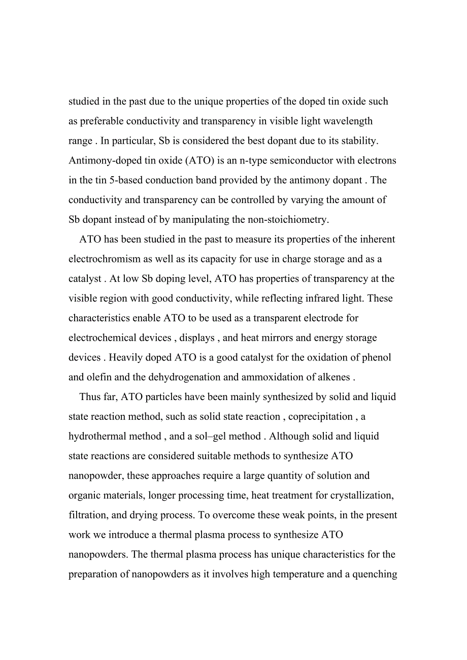 外文翻译---使用直流电弧等离子体喷射合成纳米级掺锑锡氧化物粒子.doc_第2页