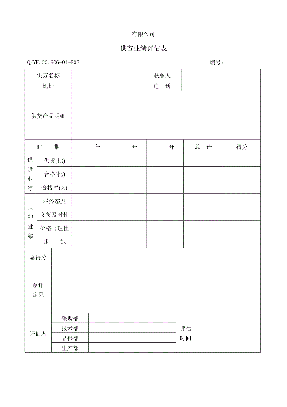 TS16949全新体系供方业绩评定表_第1页